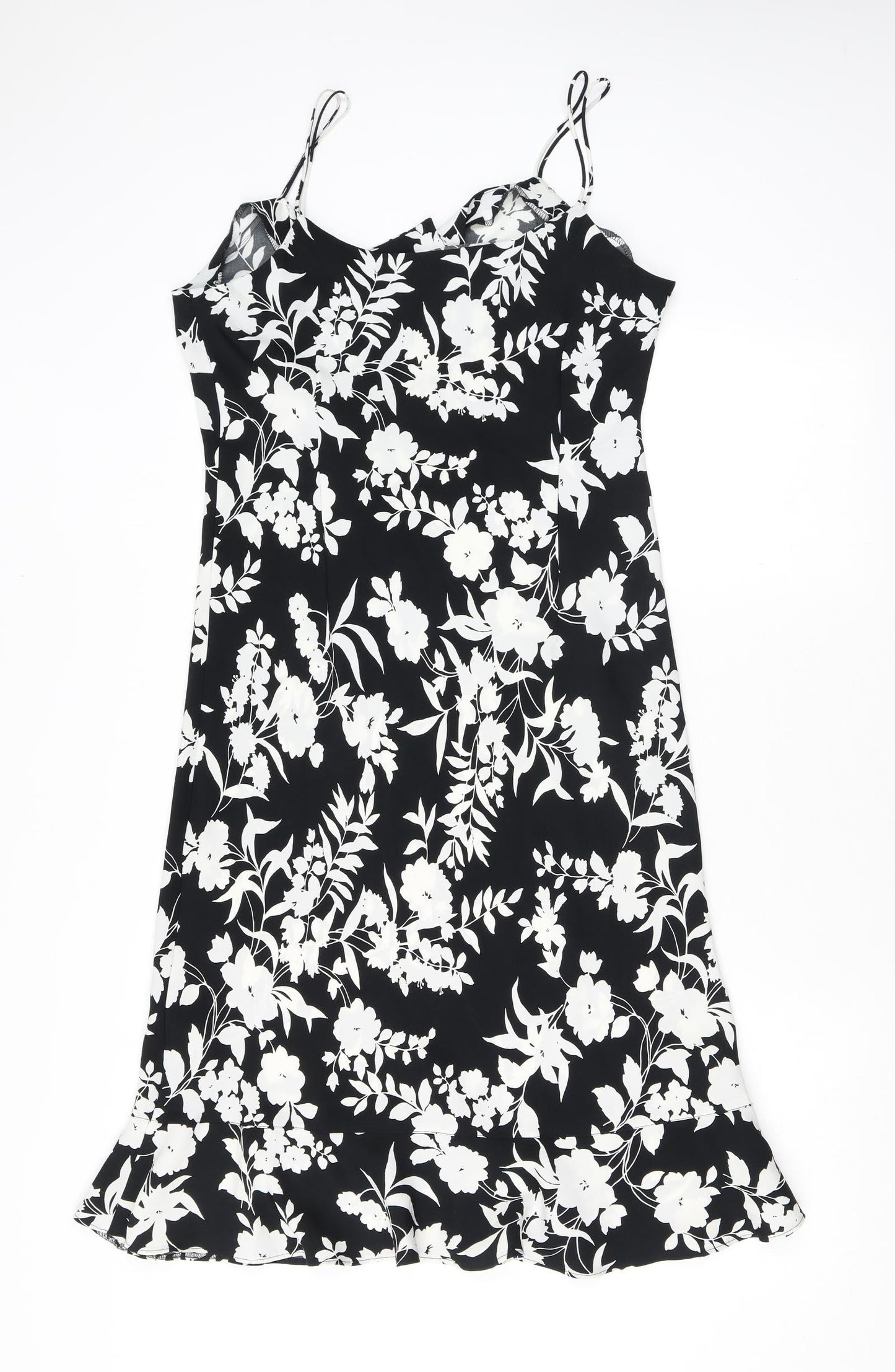 AMARANTO Womens Black Floral Polyester Bodycon Size 12 Cowl Neck Pullover