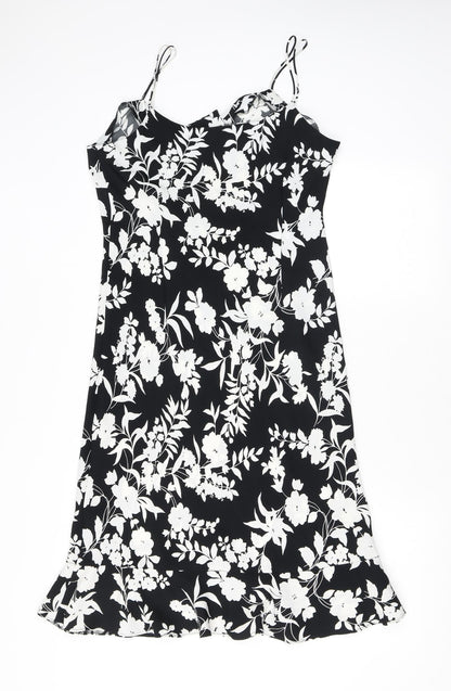 AMARANTO Womens Black Floral Polyester Bodycon Size 12 Cowl Neck Pullover