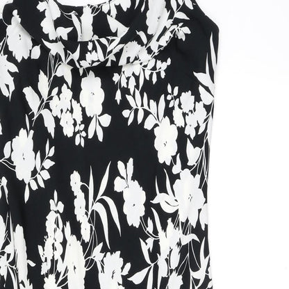 AMARANTO Womens Black Floral Polyester Bodycon Size 12 Cowl Neck Pullover