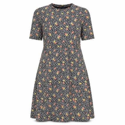 Marks and Spencer Womens Black Floral Viscose A-Line Size 12 Round Neck Pullover