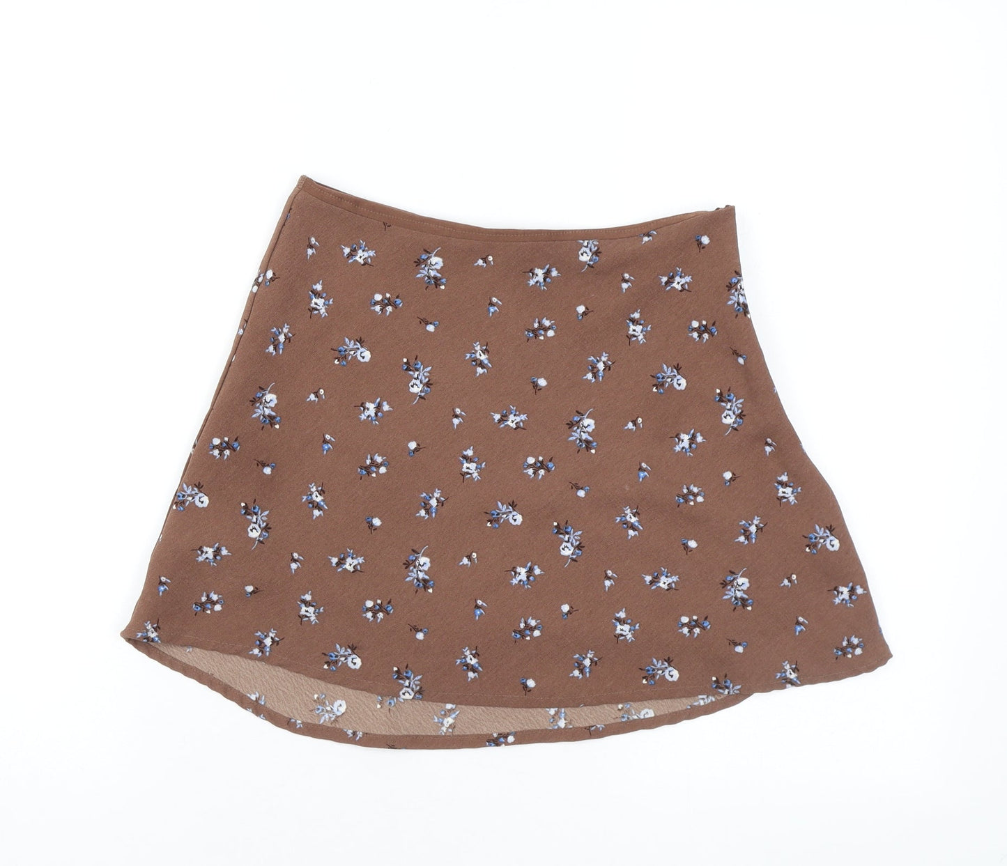 Divided by H&M Womens Brown Floral Polyester Mini Skirt Size 8 Zip
