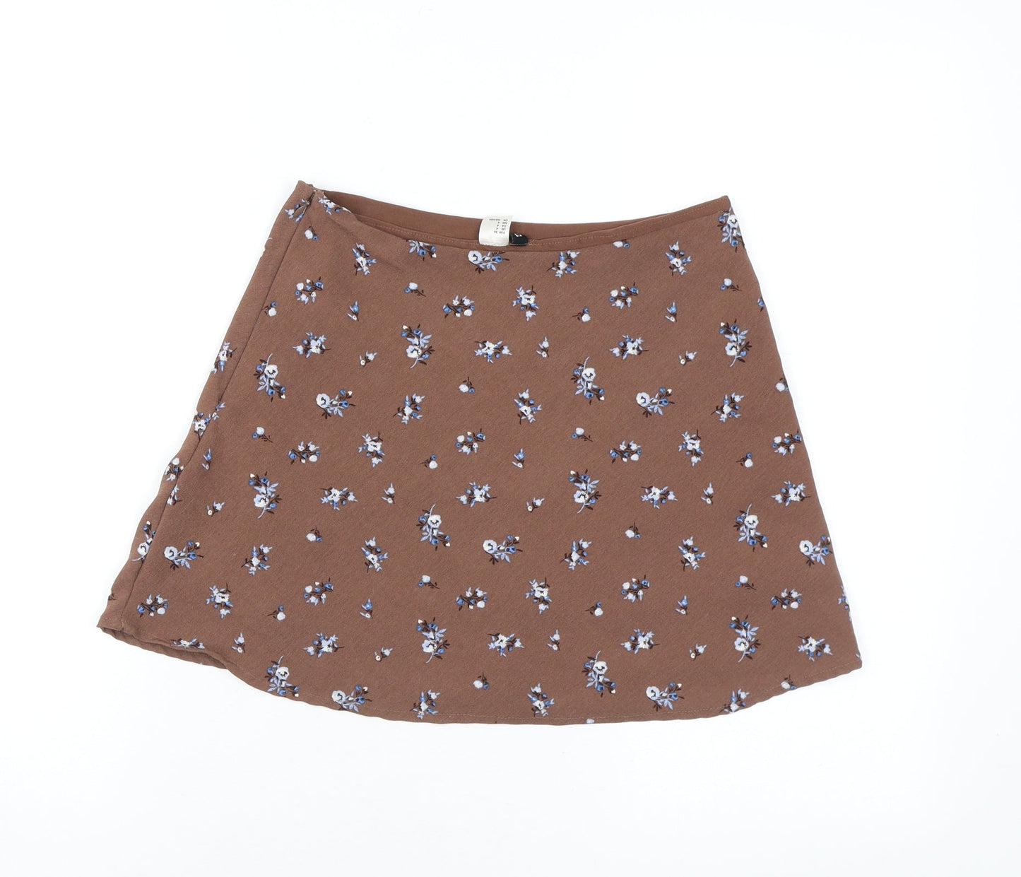 Divided by H&M Womens Brown Floral Polyester Mini Skirt Size 8 Zip