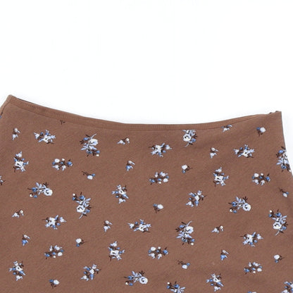 Divided by H&M Womens Brown Floral Polyester Mini Skirt Size 8 Zip