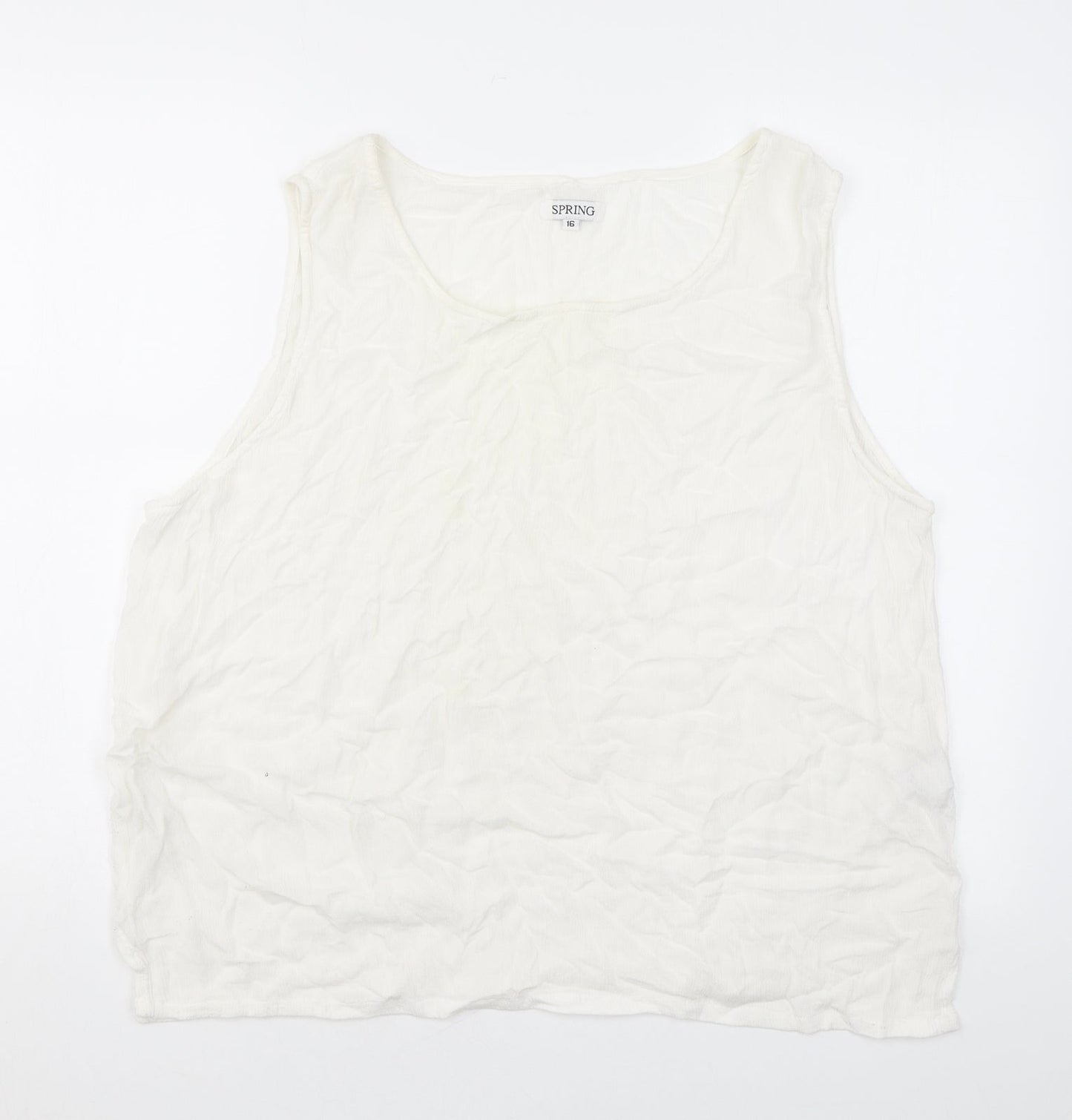 Spring Womens White Viscose Basic Tank Size 16 Roll Neck