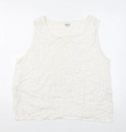 Spring Womens White Viscose Basic Tank Size 16 Roll Neck