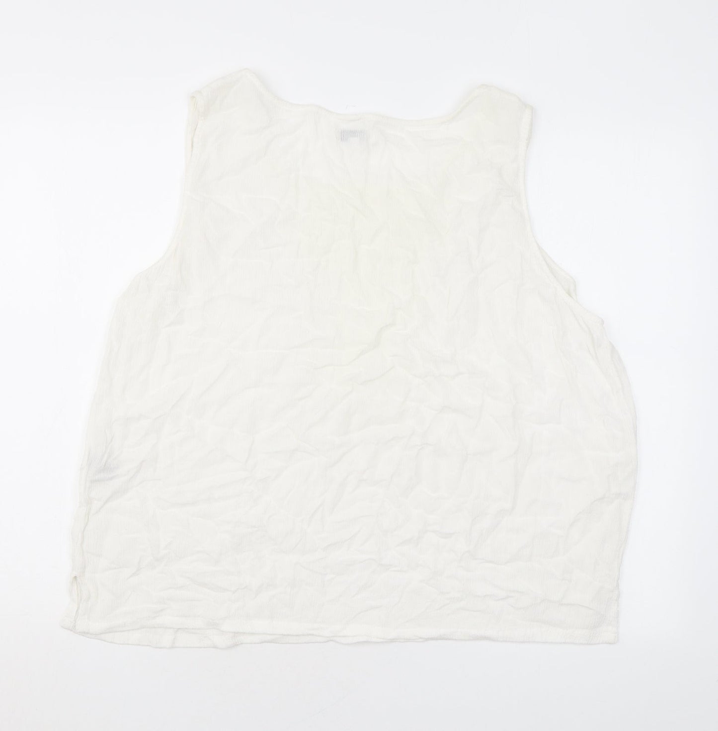 Spring Womens White Viscose Basic Tank Size 16 Roll Neck