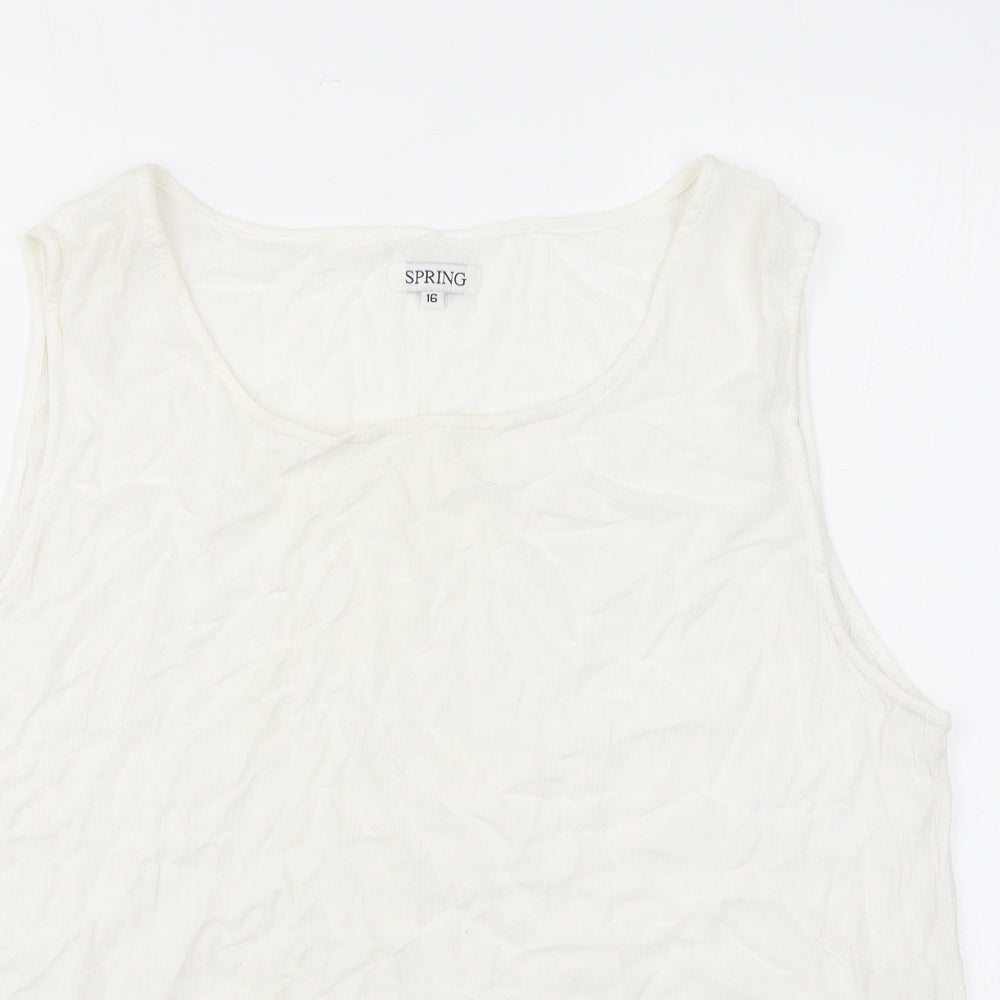 Spring Womens White Viscose Basic Tank Size 16 Roll Neck