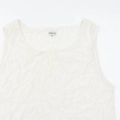 Spring Womens White Viscose Basic Tank Size 16 Roll Neck