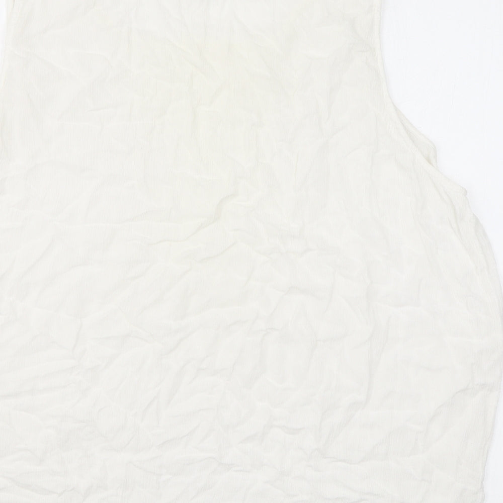 Spring Womens White Viscose Basic Tank Size 16 Roll Neck