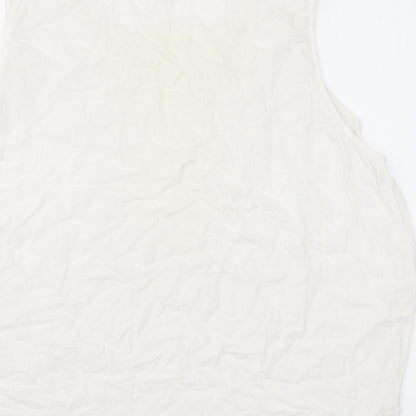 Spring Womens White Viscose Basic Tank Size 16 Roll Neck