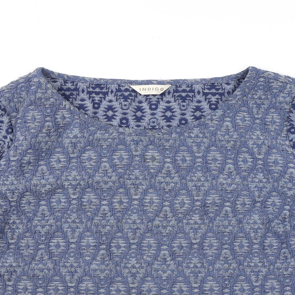 Womens UK Size 12 Indigo Blue Basic T-Shirt