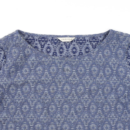 Womens UK Size 12 Indigo Blue Basic T-Shirt