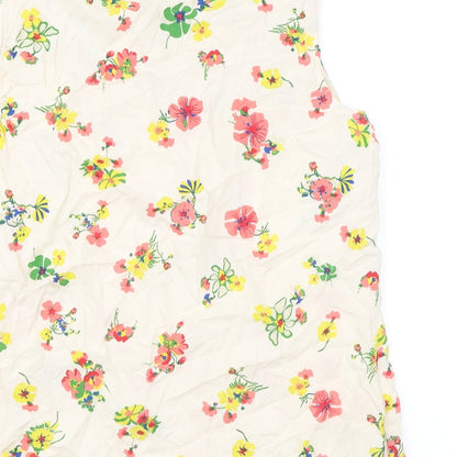 He Loves Me He Loves Me Not Womens Beige Floral Viscose Basic Tank Size XL Round Neck