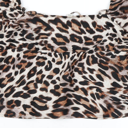 Womens UK Size 10 Topshop Brown Cropped Blouse