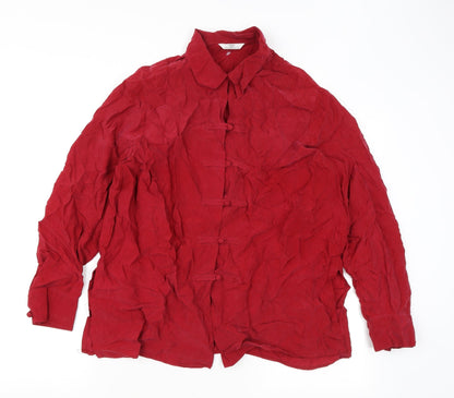 Womens UK Size 16 Marks and Spencer Red Basic Button-Up