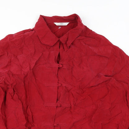 Womens UK Size 16 Marks and Spencer Red Basic Button-Up