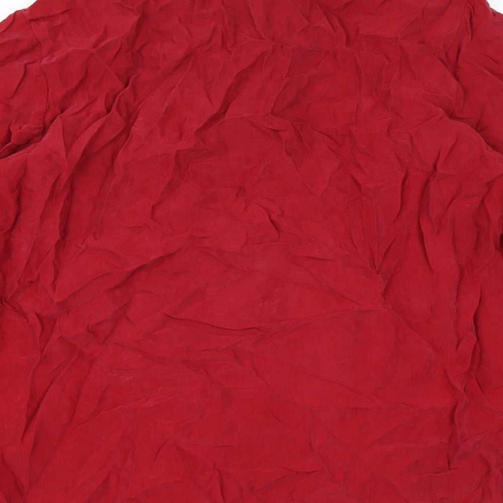 Womens UK Size 16 Marks and Spencer Red Basic Button-Up