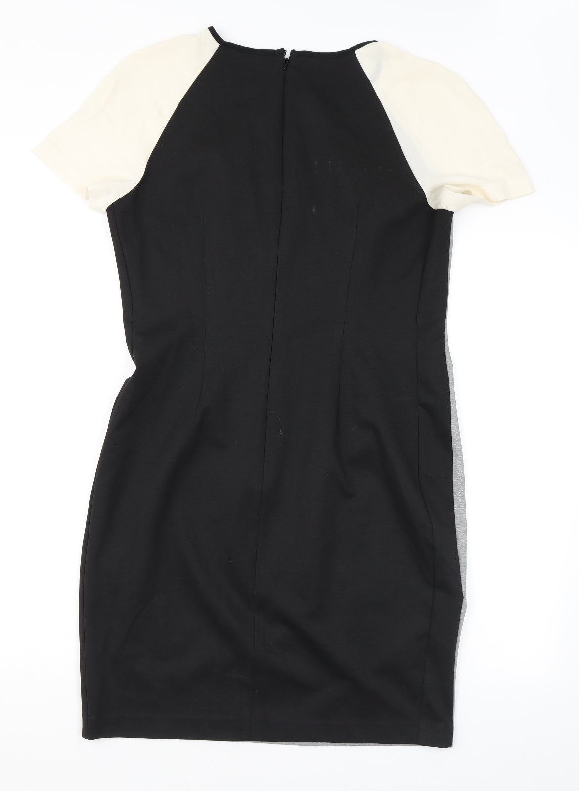 NEXT Womens Grey Colourblock Polyester Bodycon Size 14 Round Neck Zip