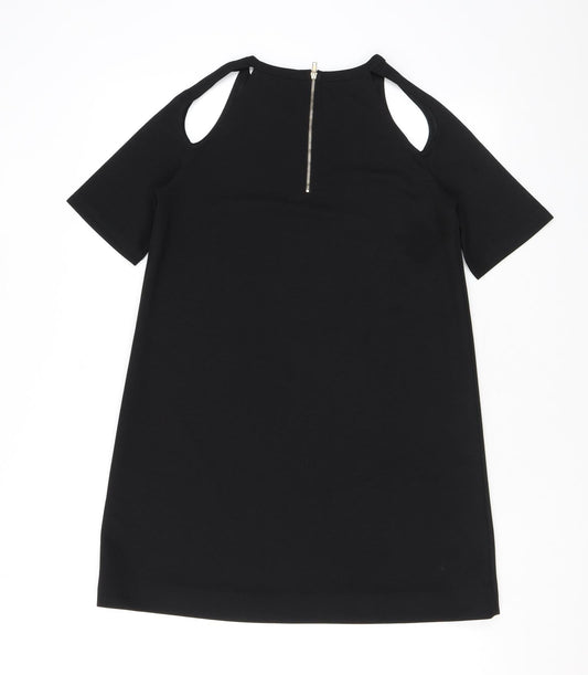 Boohoo Womens Black Polyester A-Line Size 8 Round Neck Zip - Cutout