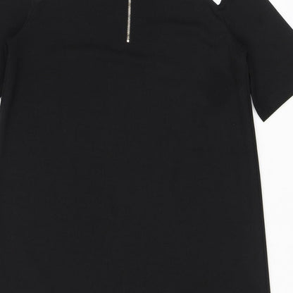 Boohoo Womens Black Polyester A-Line Size 8 Round Neck Zip - Cutout