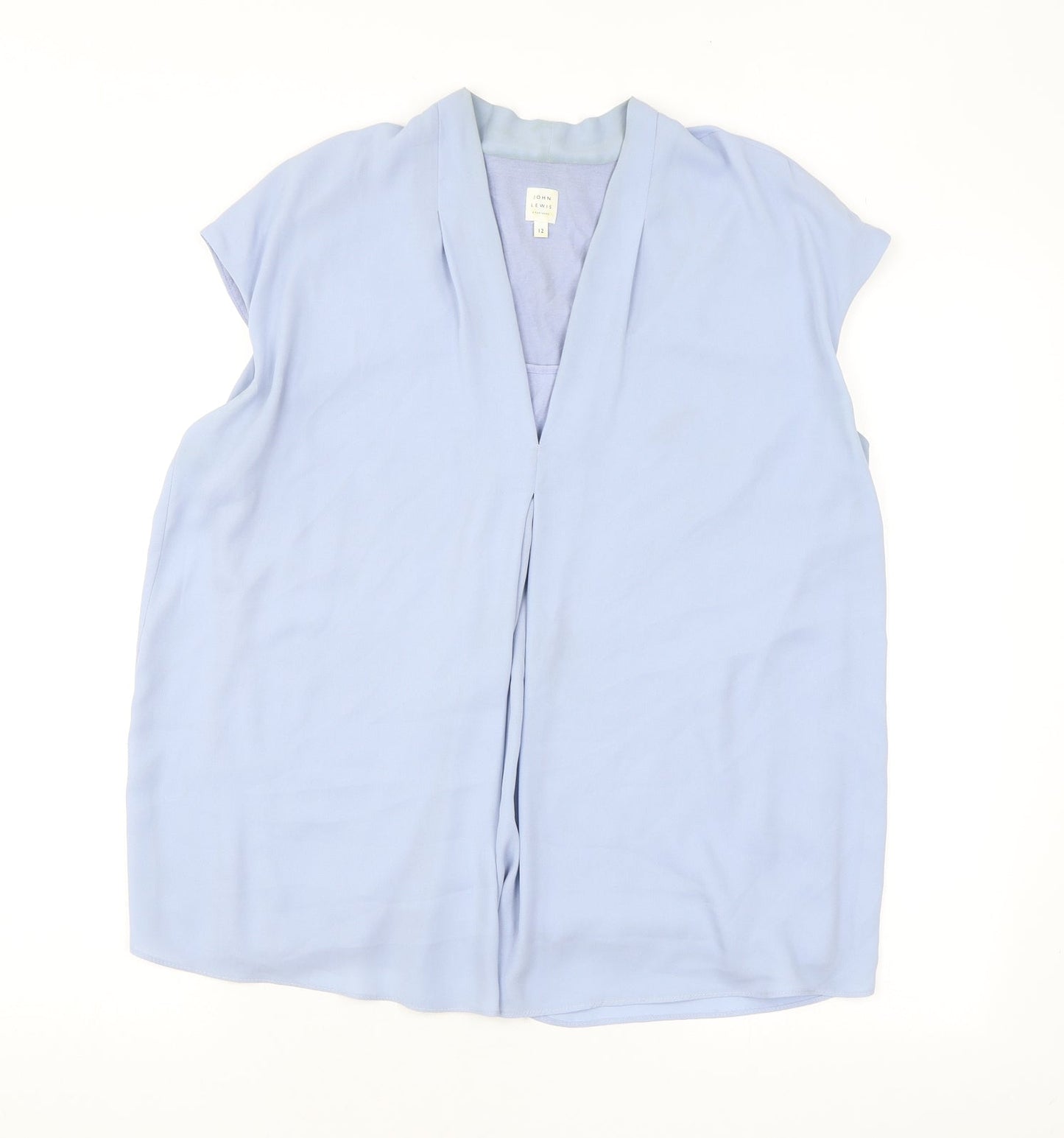 John Lewis Womens Blue Polyester Basic Blouse Size 12 V-Neck
