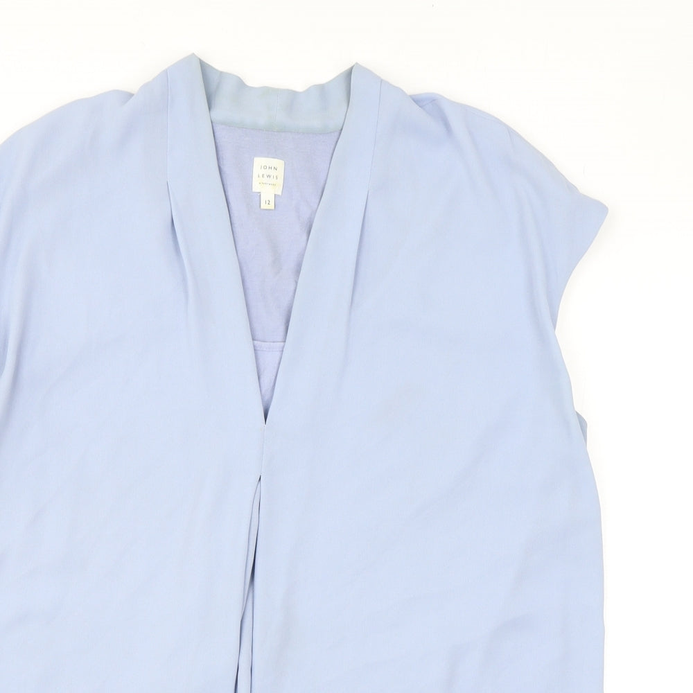 John Lewis Womens Blue Polyester Basic Blouse Size 12 V-Neck