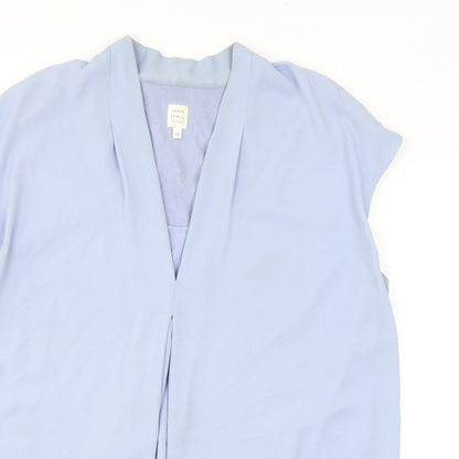 John Lewis Womens Blue Polyester Basic Blouse Size 12 V-Neck