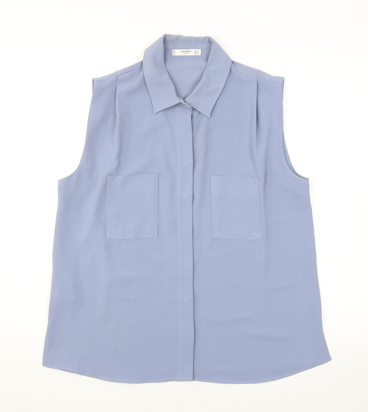 Womens UK Size M Mango Blue Basic Button-Up