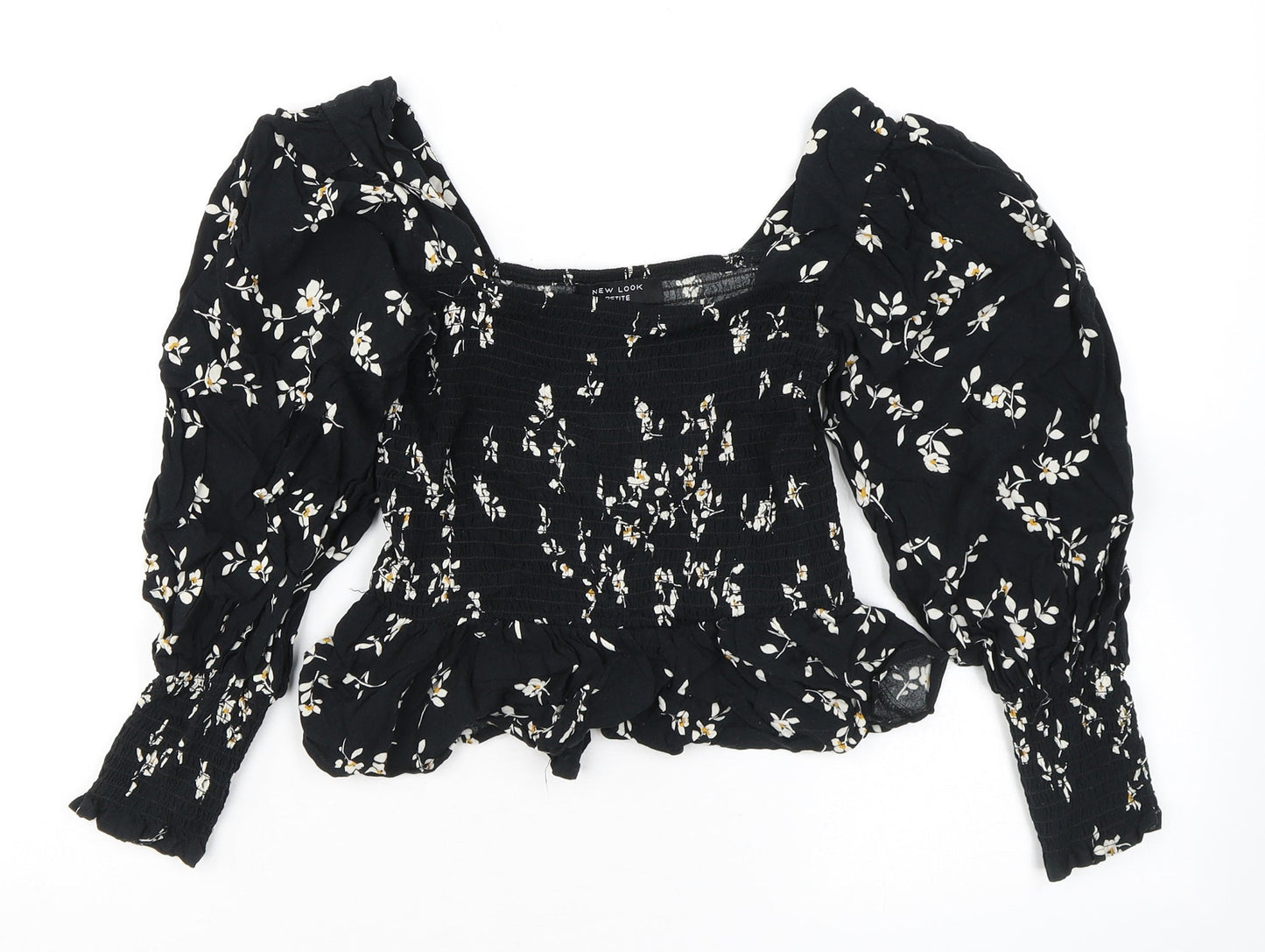 Womens UK Size 4 New Look Black Basic Blouse