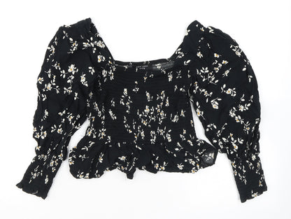 Womens UK Size 4 New Look Black Basic Blouse