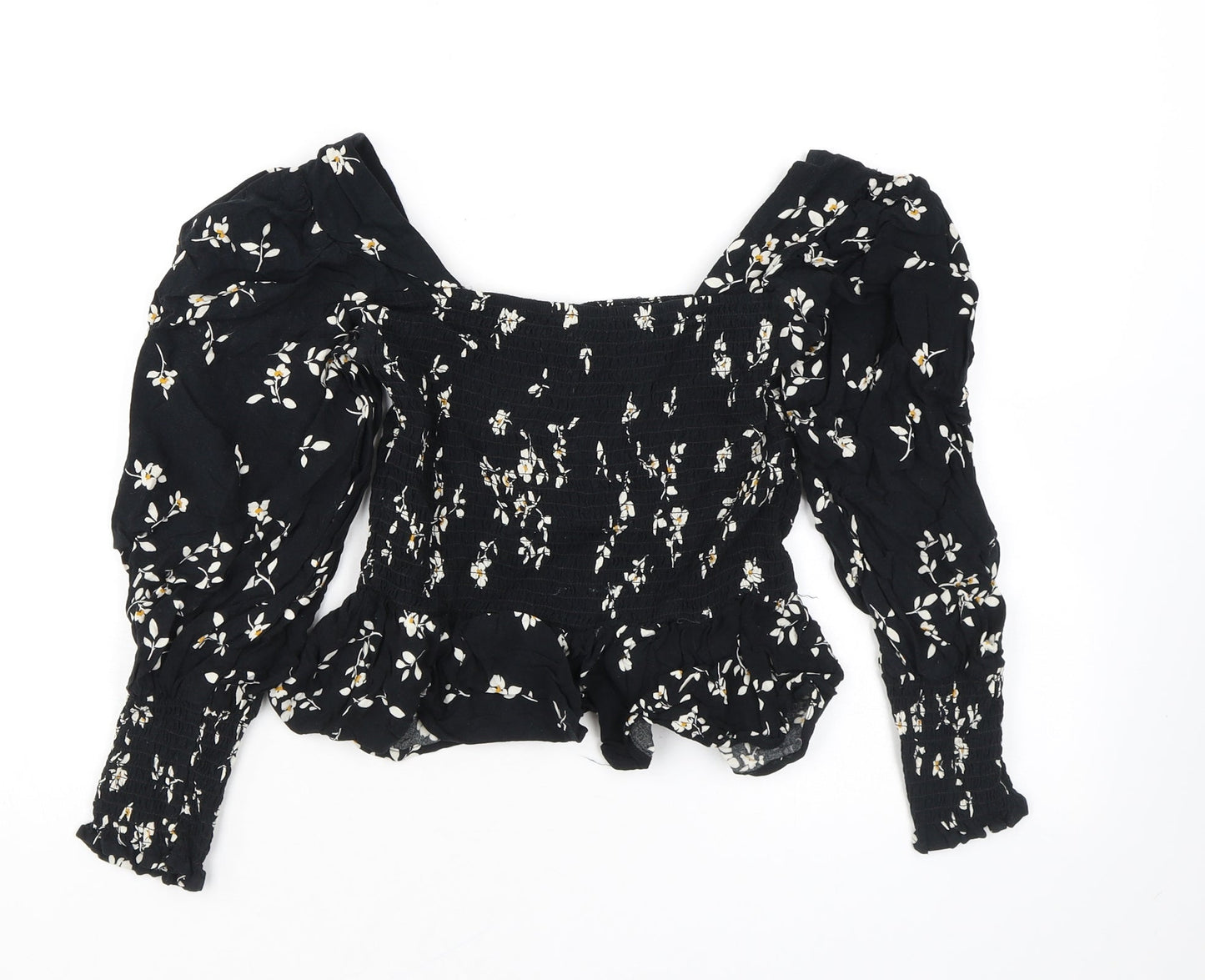 Womens UK Size 4 New Look Black Basic Blouse