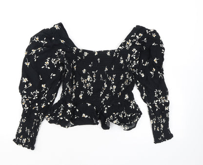 Womens UK Size 4 New Look Black Basic Blouse