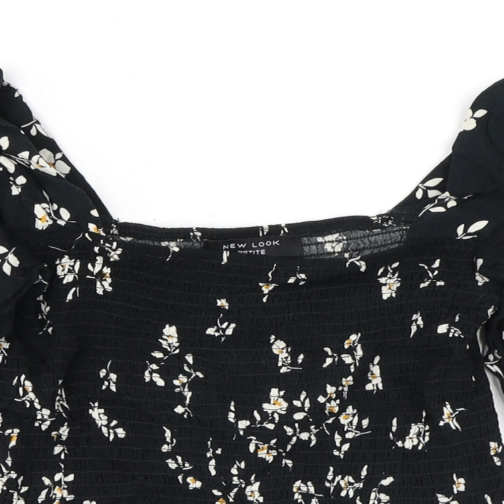 Womens UK Size 4 New Look Black Basic Blouse