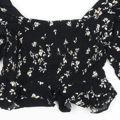 Womens UK Size 4 New Look Black Basic Blouse