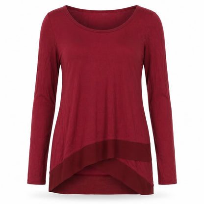 Bordeaux Womens Red Polyester Basic Blouse Size M Scoop Neck
