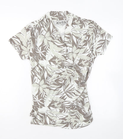 Womens UK Size 14 Marble Grey Wrap T-Shirt