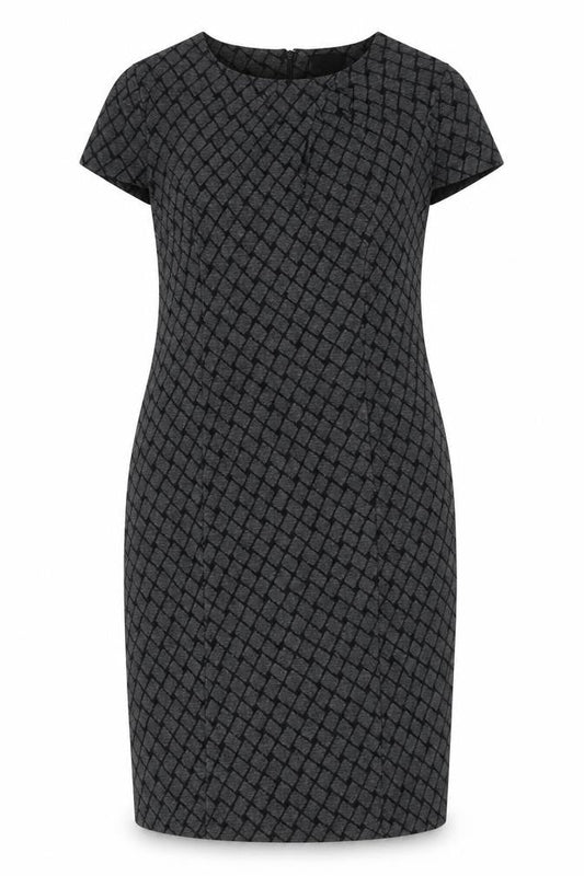 Country Casuals Womens Grey Geometric Acrylic Bodycon Size 16 Round Neck Zip