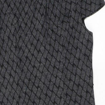 Country Casuals Womens Grey Geometric Acrylic Bodycon Size 16 Round Neck Zip
