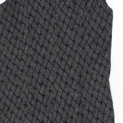 Country Casuals Womens Grey Geometric Acrylic Bodycon Size 16 Round Neck Zip