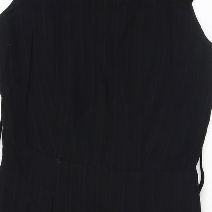 Autograph Womens Black Acetate Pencil Dress Size 14 Boat Neck Zip
