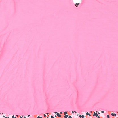 Marks and Spencer Womens Pink Geometric Viscose Jersey Blouse Size 16 Round Neck