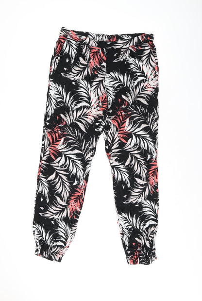 Paraphrase Womens Black Geometric Viscose Bloomer Trousers Size L L27 in Regular - Leaf print