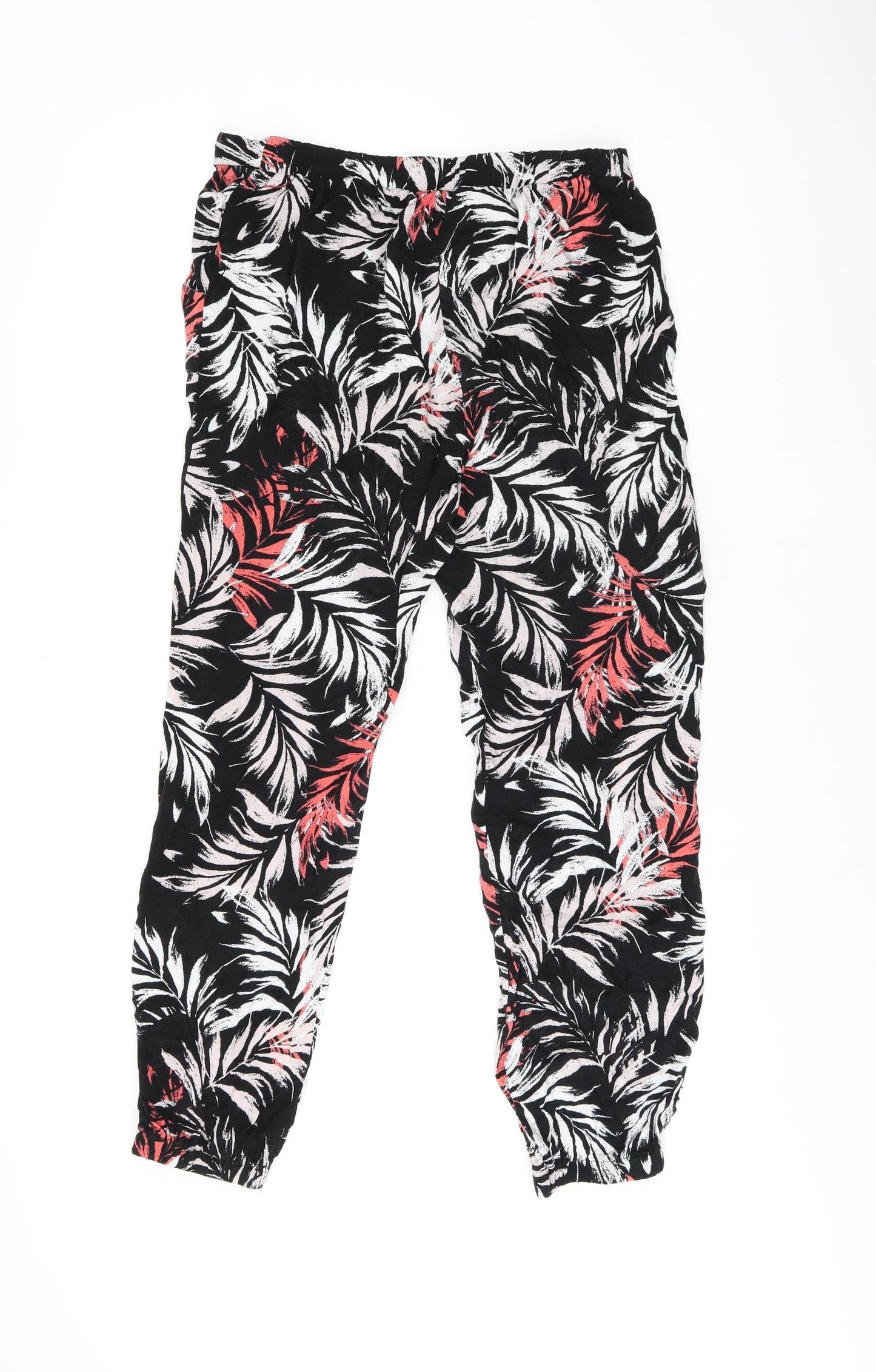 Paraphrase Womens Black Geometric Viscose Bloomer Trousers Size L L27 in Regular - Leaf print