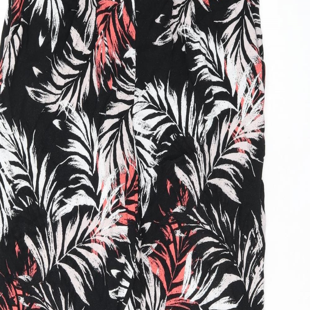 Paraphrase Womens Black Geometric Viscose Bloomer Trousers Size L L27 in Regular - Leaf print