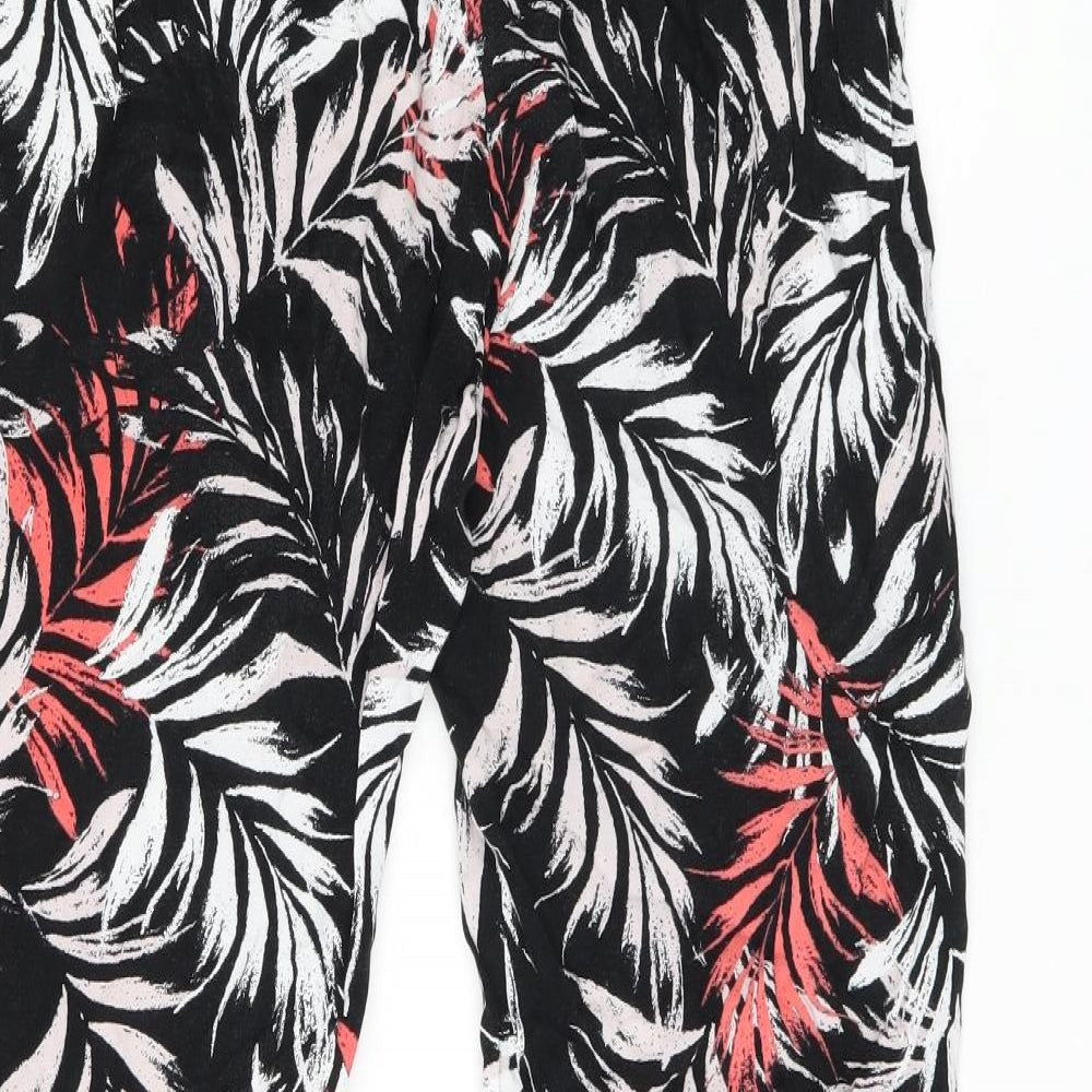 Paraphrase Womens Black Geometric Viscose Bloomer Trousers Size L L27 in Regular - Leaf print