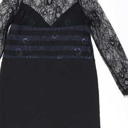 Zara Womens Black Polyamide Shift Size XS Round Neck Pullover - Lace detail
