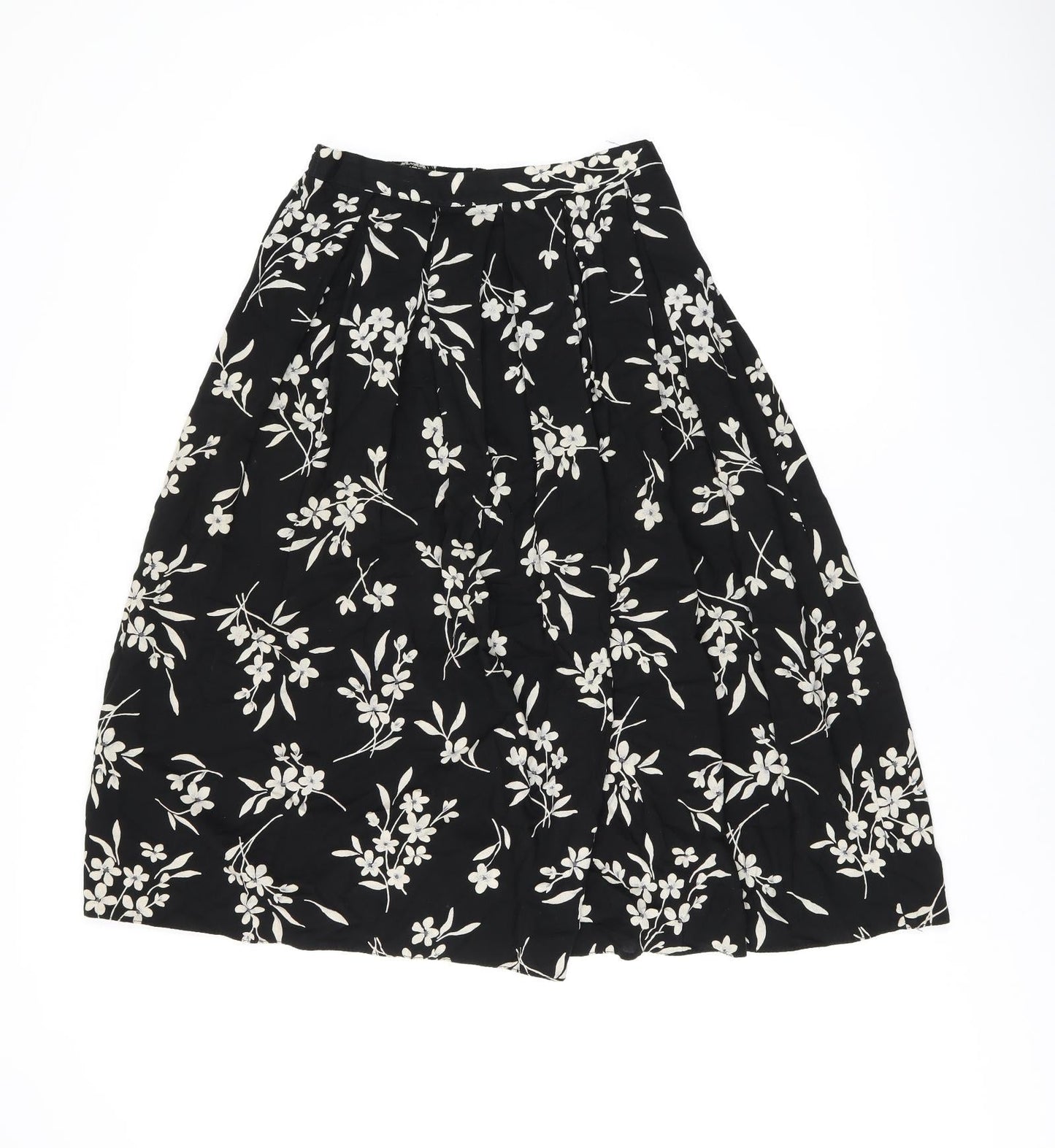 Bonmarché Womens Black Floral Viscose Swing Skirt Size 14