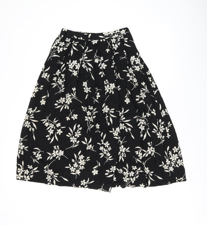 Bonmarché Womens Black Floral Viscose Swing Skirt Size 14