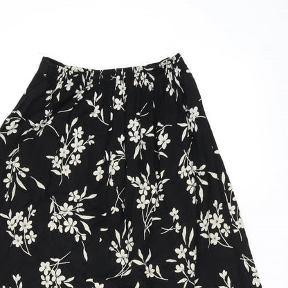 Bonmarché Womens Black Floral Viscose Swing Skirt Size 14