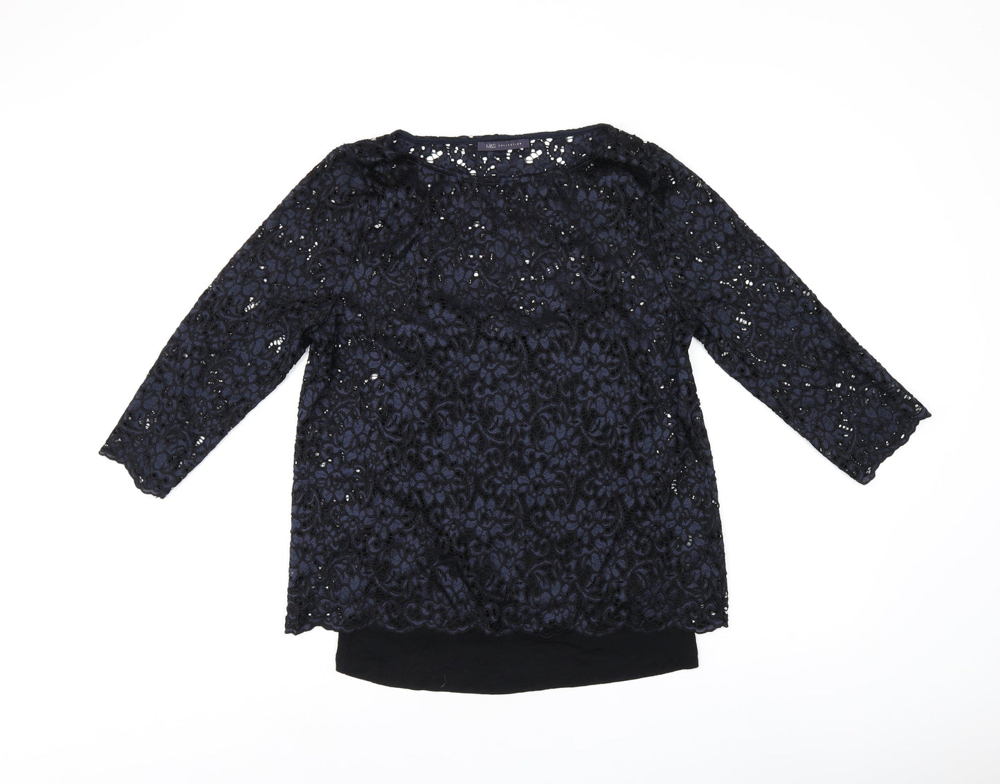 Womens UK Size 12 Marks and Spencer Black Jersey T-Shirt